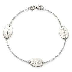 Sterling Silver Polished Live Laugh Love 7.5in Bracelet QG5792-7.5
