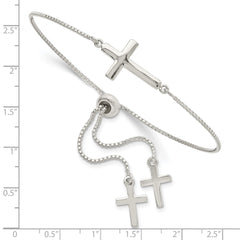 Sterling Silver Polished Cross Adjustable Bracelet QG5805