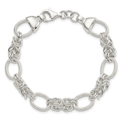 Sterling Silver Polished and Texture Fancy Link 7.5in Bracelet QG5814-7.5