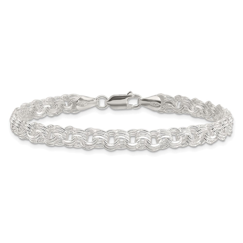 Sterling Silver Polished 6mm Triple Rolo Charm Bracelet QG5831-7