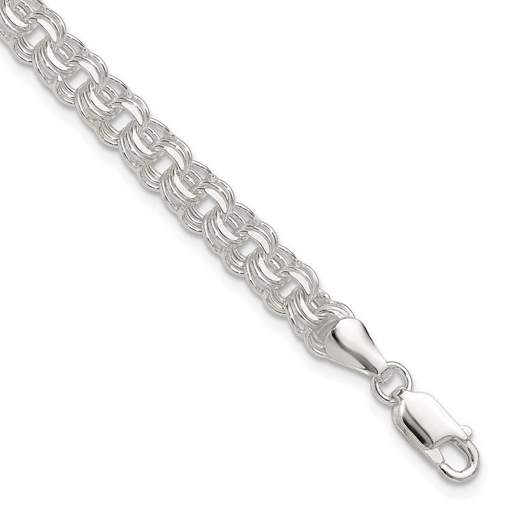 Sterling Silver Polished 6mm Triple Rolo Charm Bracelet QG5831-7