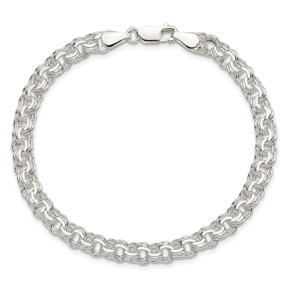 Sterling Silver Polished 6mm Triple Link Charm Bracelet QG5831-8