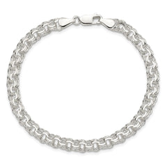 Sterling Silver Polished 6mm Triple Link Charm Bracelet QG5831-8