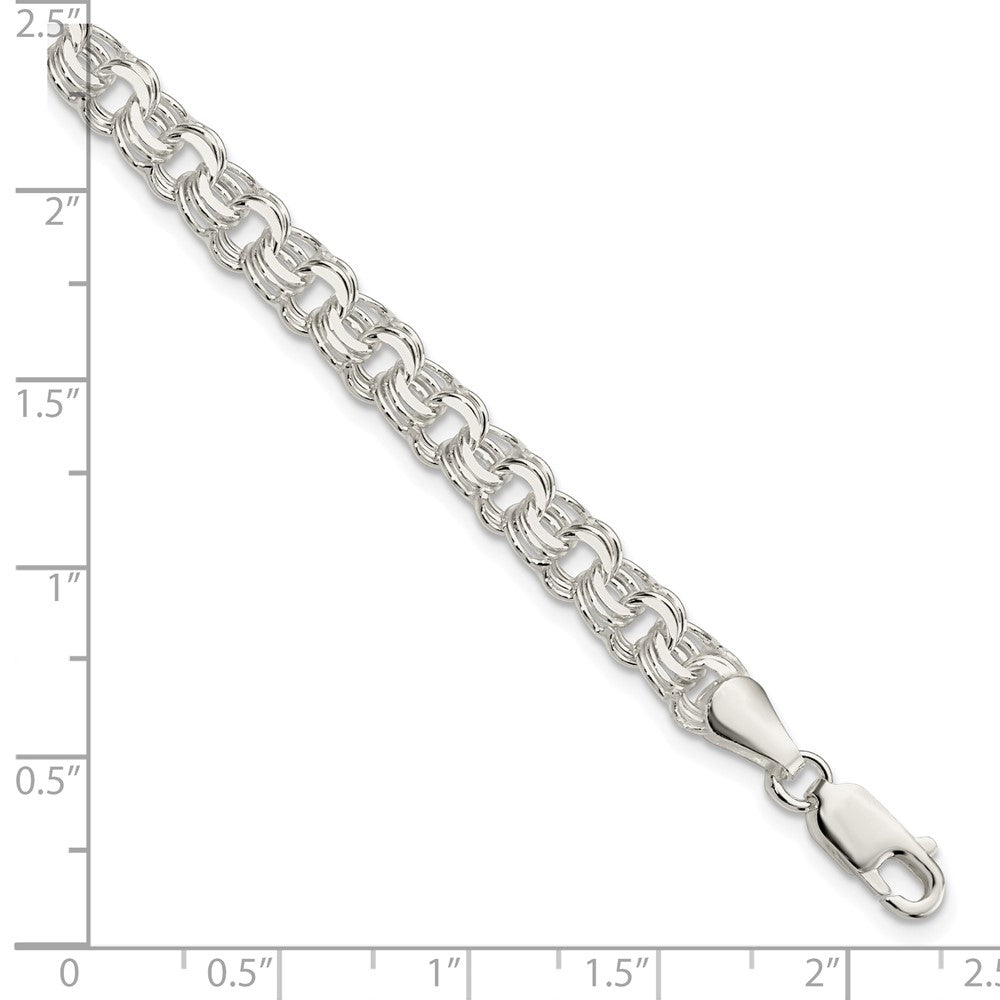 Sterling Silver Polished 6mm Triple Link Charm Bracelet QG5831-8