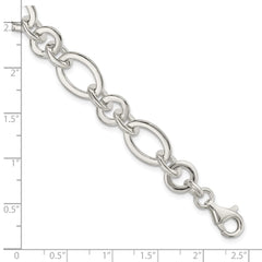 Sterling Silver Fancy Oval and Round Link Bracelet QG5834-7.5