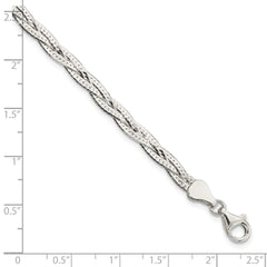 Sterling Silver Polished 3-strd Braided 7in w/1in ext. Bracelet QG5865-7