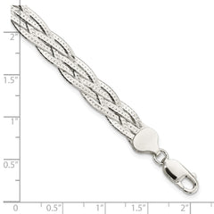 Sterling Silver Polished 5-strd Braided 7in w/1in ext. Bracelet QG5866-7