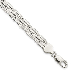 Sterling Silver Polished 5-strd Braided 7in w/1in ext. Bracelet QG5866-7