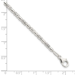 Sterling Silver Polished D/C Beaded w/ 1 in ext. Bracelet QG5884-7.5