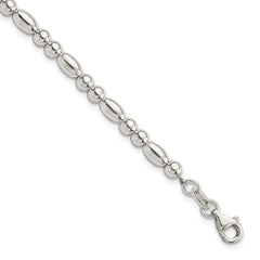 Sterling Silver Round and Oval Beaded Bracelet QG5886-7.5