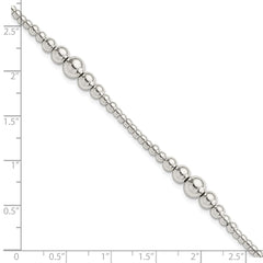 Sterling Silver Round Graduated Beaded Bracelet QG5887-7.5