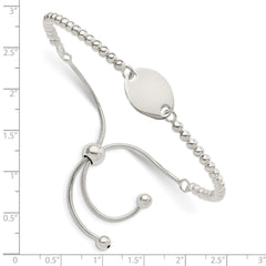 Sterling Silver Polished Beaded Adjustable Bracelet QG5891