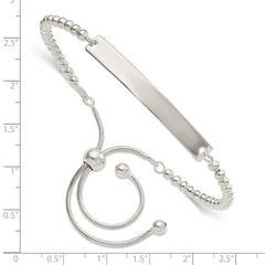 Sterling Silver Polished Beaded Adjustable ID Bracelet QG5892