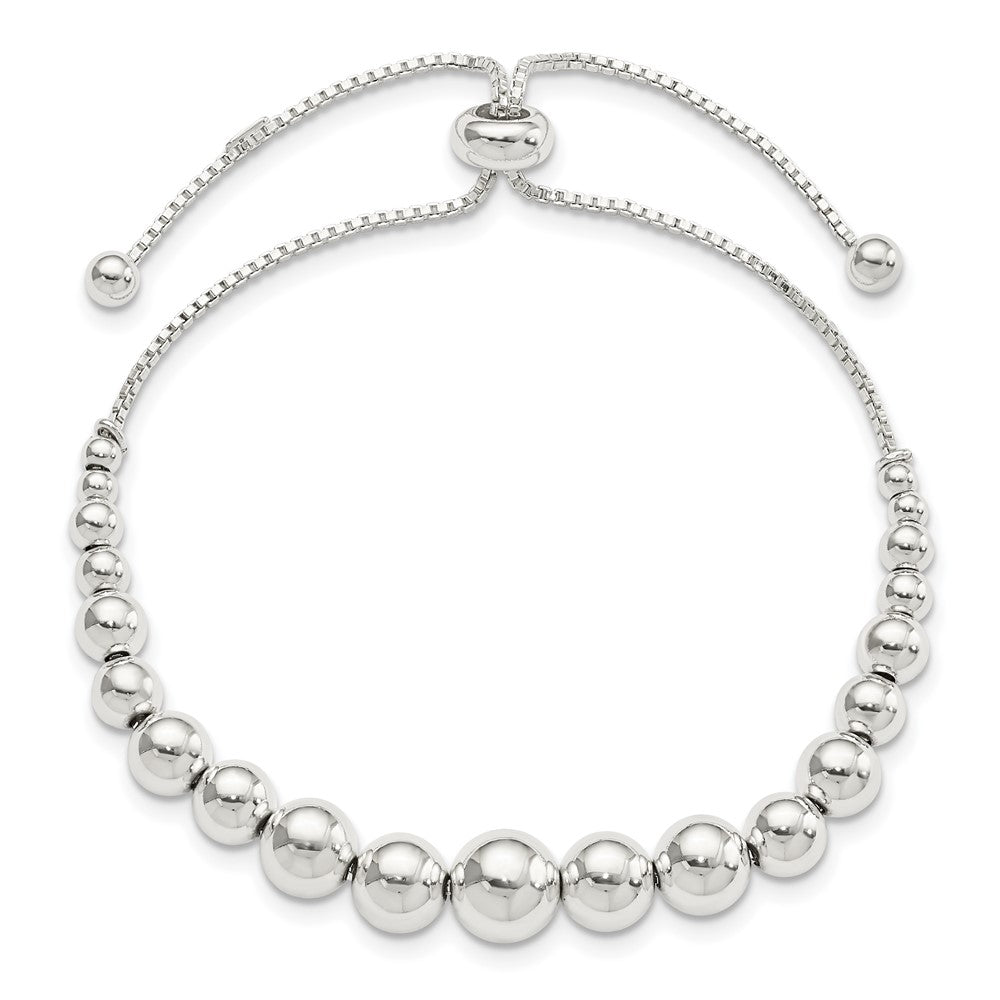 Sterling Silver Polished Beaded Adjustable Bracelet QG5894