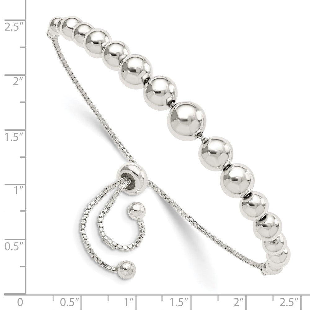 Sterling Silver Polished Beaded Adjustable Bracelet QG5894