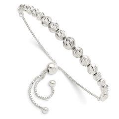Sterling Silver Polished & D/C Beaded Adjustable Bracelet QG5895