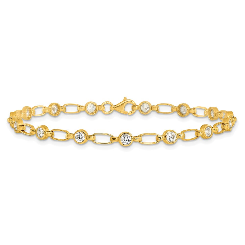 Sterling Silver Gold-tone Bezel CZ 7.5in Bracelet QG5900GP-7.5