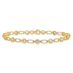 Sterling Silver Gold-tone Bezel CZ 7.5in Bracelet QG5900GP-7.5