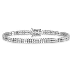Sterling Silver Rhodium-plated 2-Row CZ Tennis Bracelet QG5902-7.5