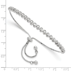 Sterling Silver Polished Rhodium-plated CZ Adjustable Bracelet QG5951