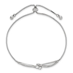 Sterling Silver Polished Rhodium-plated CZ Adjustable Bracelet QG5953