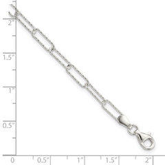 Sterling Silver Rhodium-plated D/C Fancy Link w/.75 in Ext Bracelet QG5986-7.25