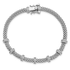 Sterling Silver Rhodium-plated Polished CZ Bracelet QG5999-7.5