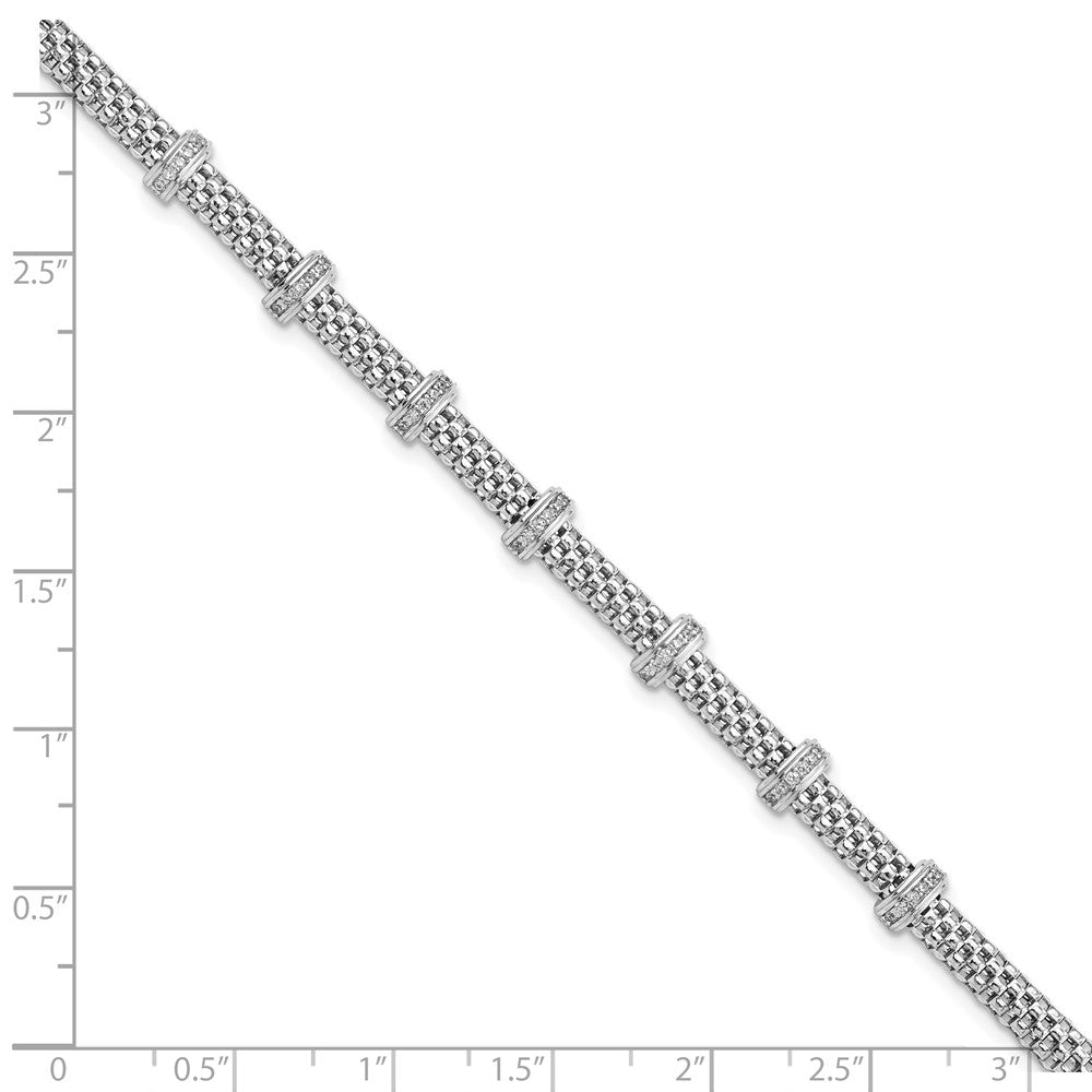Sterling Silver Rhodium-plated Polished CZ Bracelet QG5999-7.5
