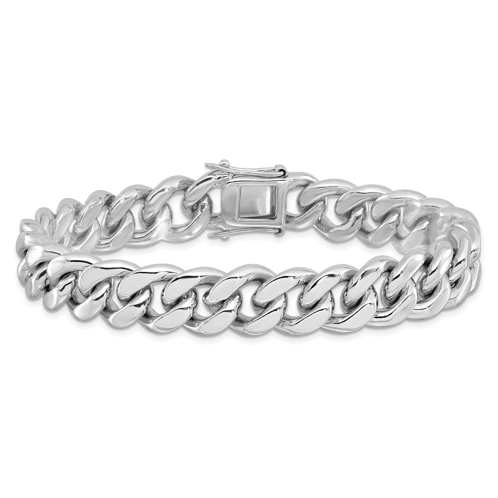 Sterling Silver Rhodium-plated Curb Link Men's 8.5in Bracelet QG6233-8.5