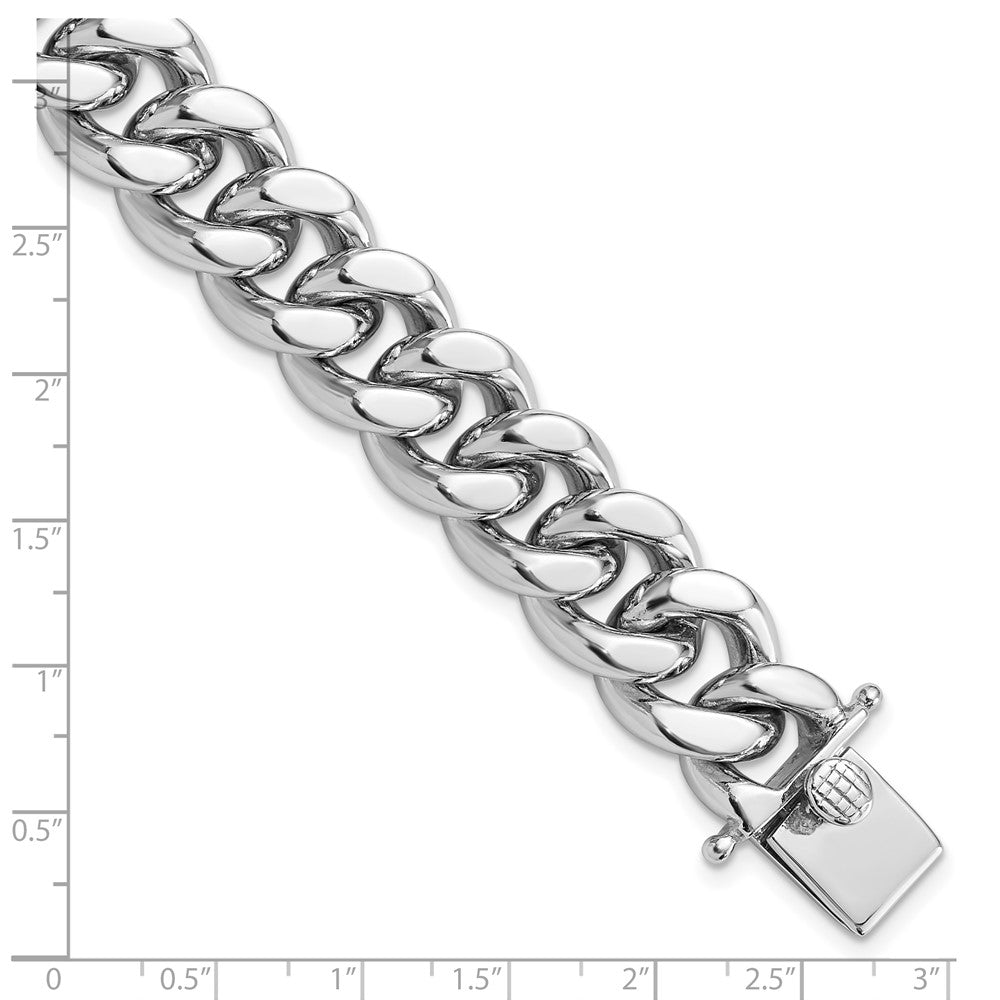 Sterling Silver Rhodium-plated Curb Link Men's 8.5in Bracelet QG6235-8.5