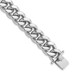 Sterling Silver Rhodium-plated Curb Link Men's 8.5in Bracelet QG6235-8.5