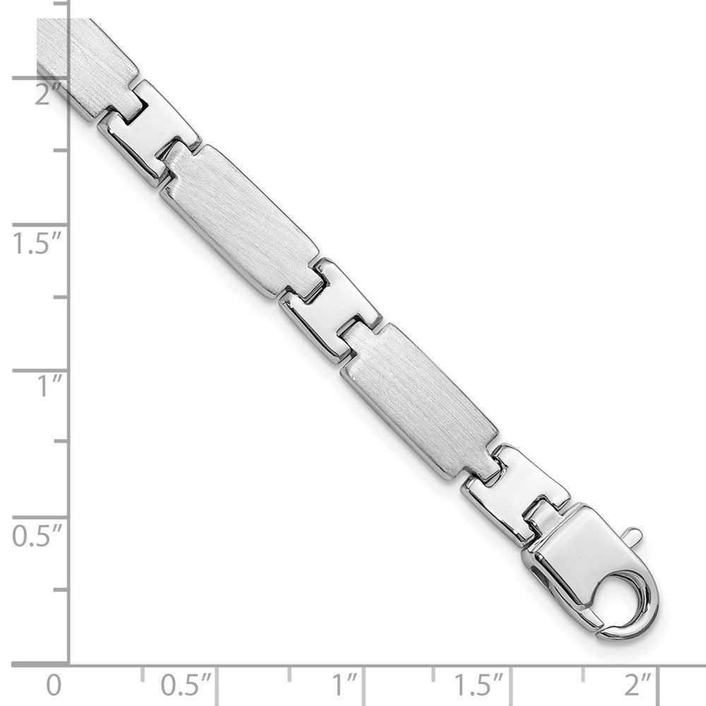 Sterling Silver Rhodium-plated Polished/Brushed Men's 8.5in Bracelet QG6239-8.5