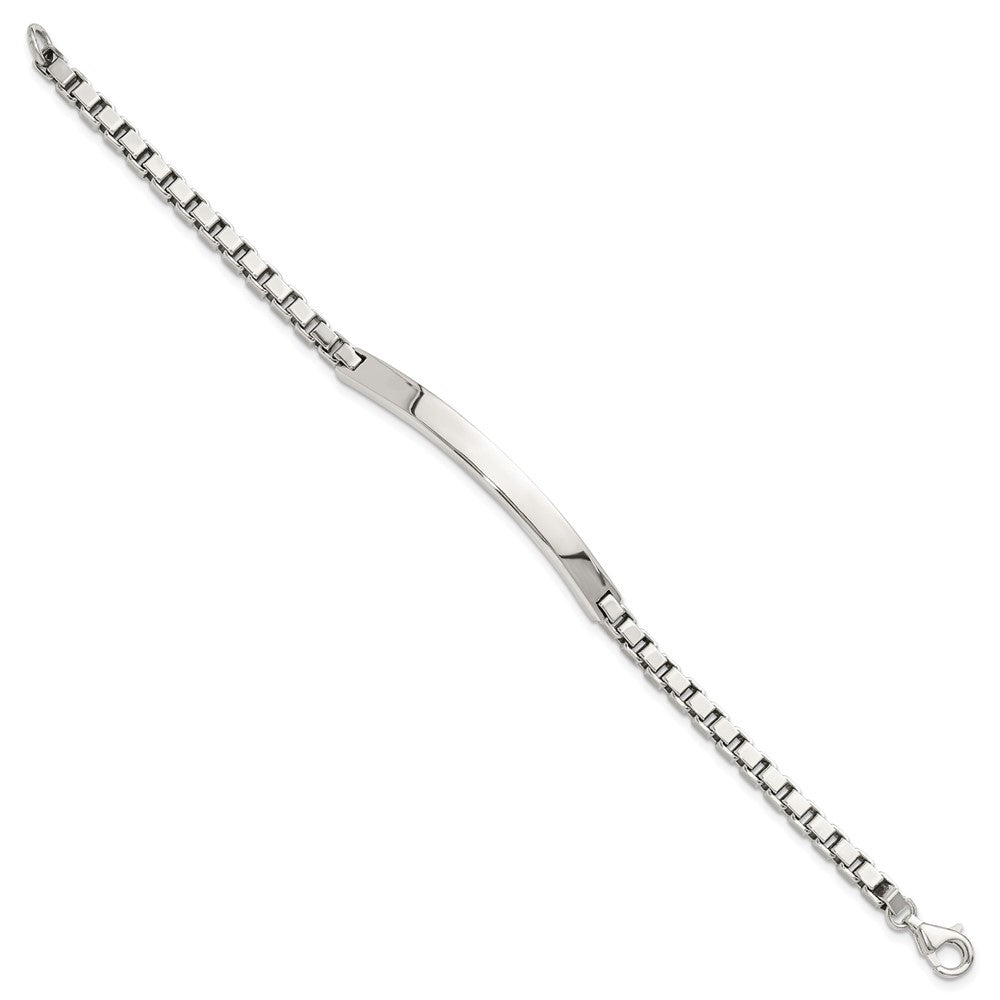 Sterling Silver Polished Box Chain ID Bracelet QG6241-7