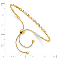 Sterling Silver Polished Gold-tone D/C with CZ Adjustable Bracelet QG6245GP