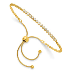 Sterling Silver Polished Gold-tone D/C with CZ Adjustable Bracelet QG6245GP
