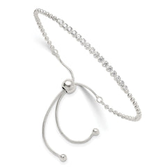 Sterling Silver Polished D/C with CZ Adjustable Bracelet QG6245