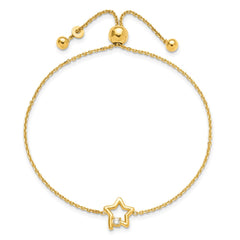 Sterling Silver Gold-plated Open Star with CZ Adjustable Bracelet QG6249GP