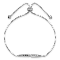 Sterling Silver Rhodium-plated Fancy CZ Adjustable Bolo Bracelet QG6255