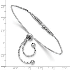 Sterling Silver Rhodium-plated Fancy CZ Adjustable Bolo Bracelet QG6255