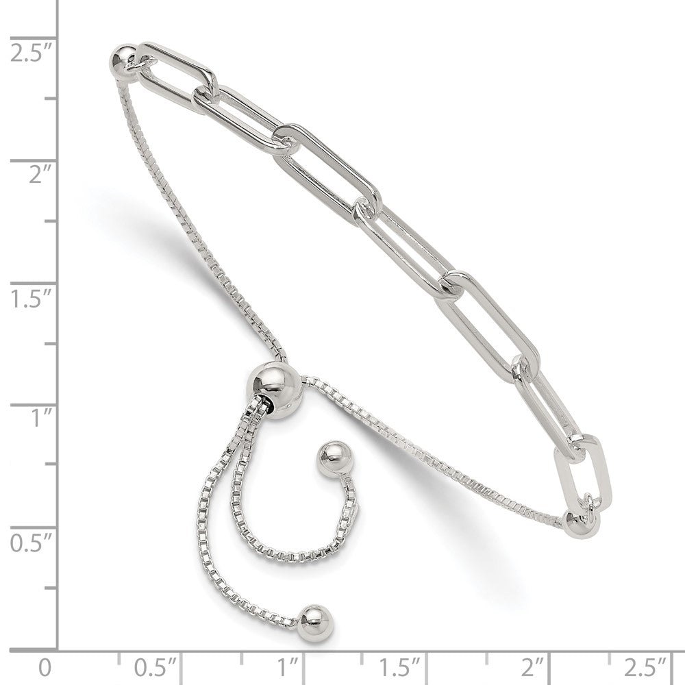 Sterling Silver Polished Paperclip Link Adjustable Bracelet QG6257