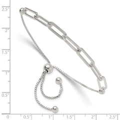 Sterling Silver Polished Paperclip Link Adjustable Bracelet QG6257