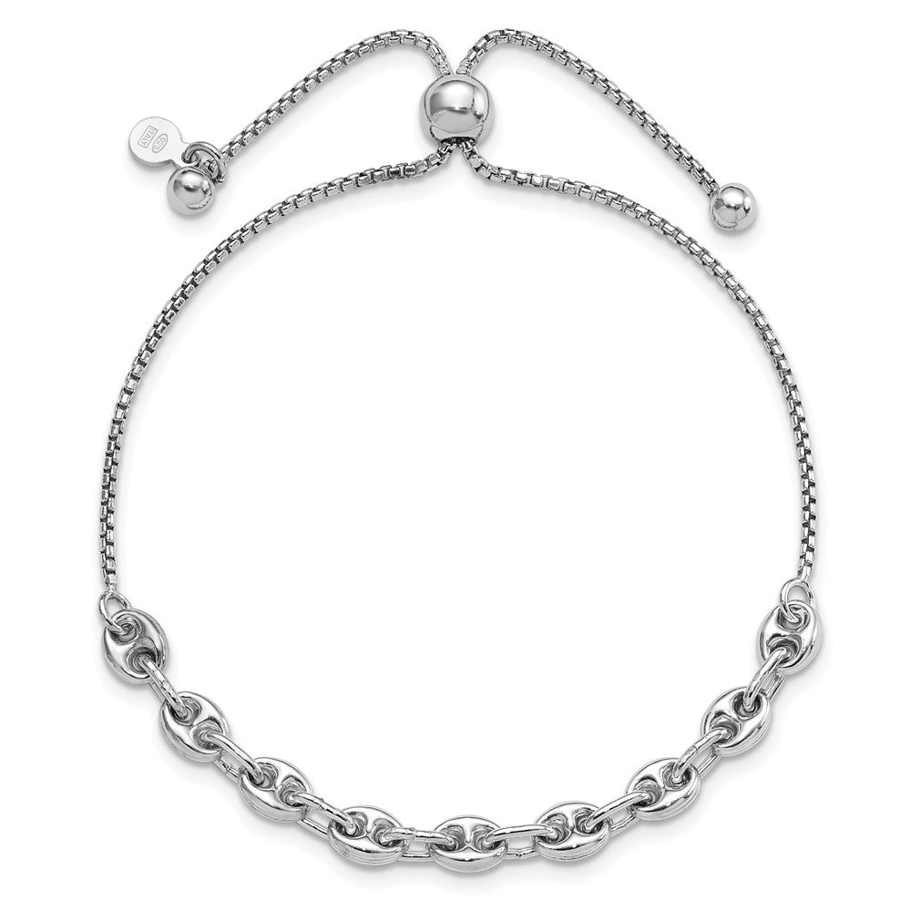 Sterling Silver Rhodium-plated Fancy Adjustable Bracelet QG6259