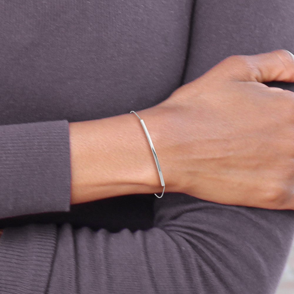 Sterling Silver Rhodium-plated Adjustable Bar Bracelet QG6262