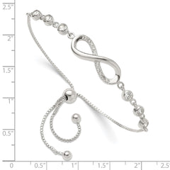 Sterling Silver Polished CZ Infinity Adjustable Bracelet QG6268
