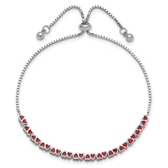 Sterling Silver Rhodium-plated Enameled Hearts Adjustable Bracelet QG6272