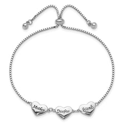 Sterling Silver RH-plated Enamel MOTHER/DAUGHTER/FRIENDS Bracelet QG6274