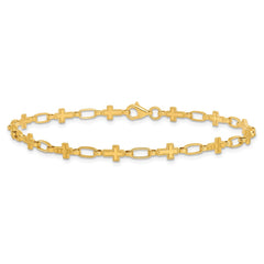 Sterling Silver Gold-tone Cross 7.5in Bracelet QG6308GP-7.5