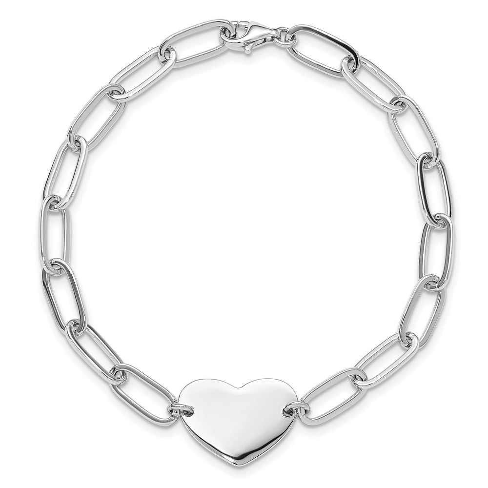 Sterling Silver Rhodium-plated Heart Open Link 7.25in Bracelet QG6358-7.25