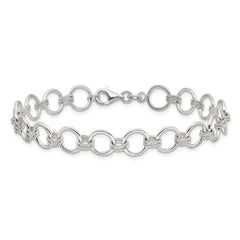 Sterling Silver Polished Circle Link 7.25in Bracelet QG6392-7.25