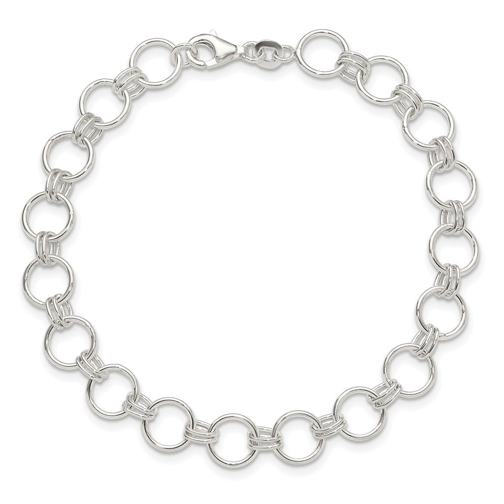 Sterling Silver Polished Circle Link 7.25in Bracelet QG6392-7.25